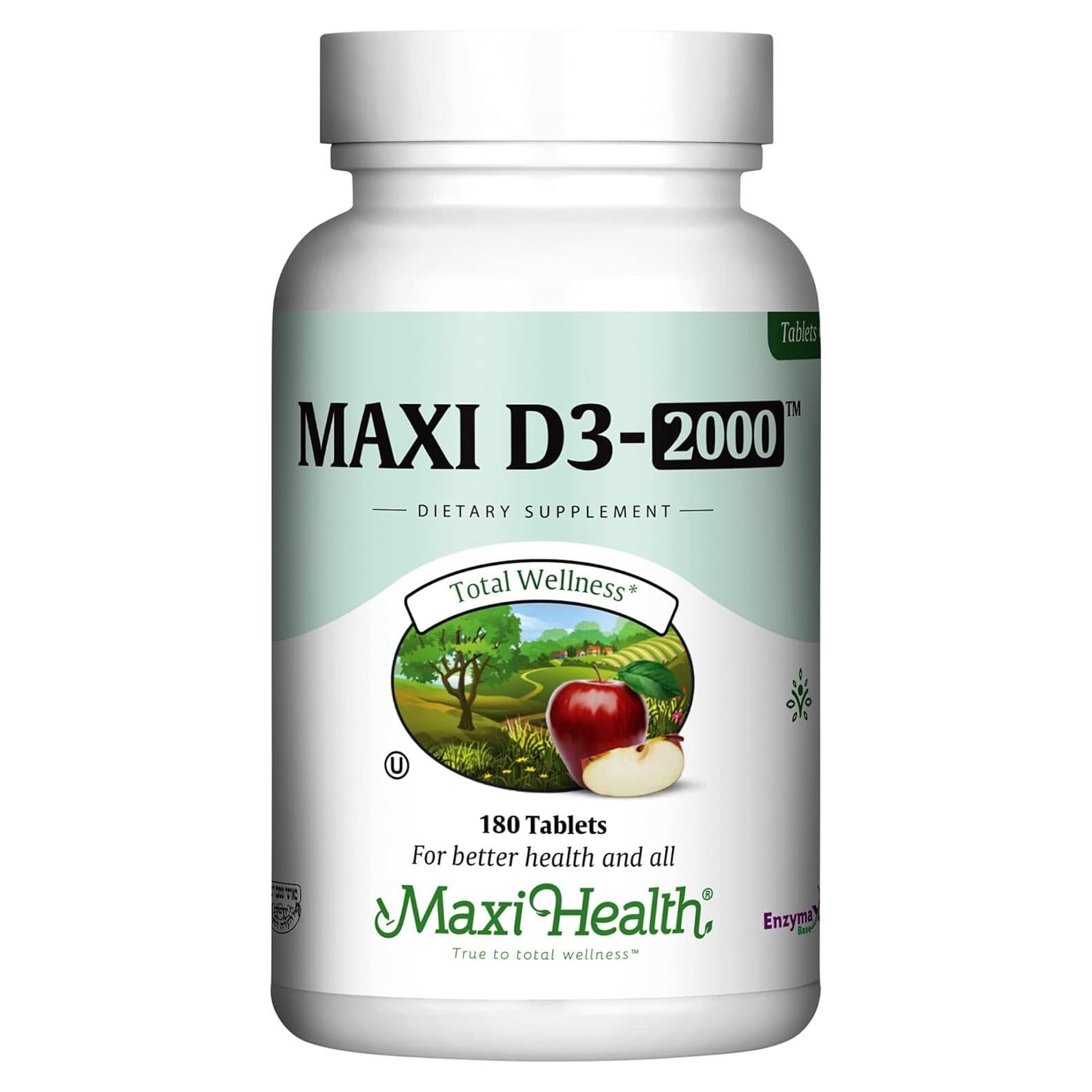Vitamina D3 2000 UI Maxi Health - 180 tabletas Kosher