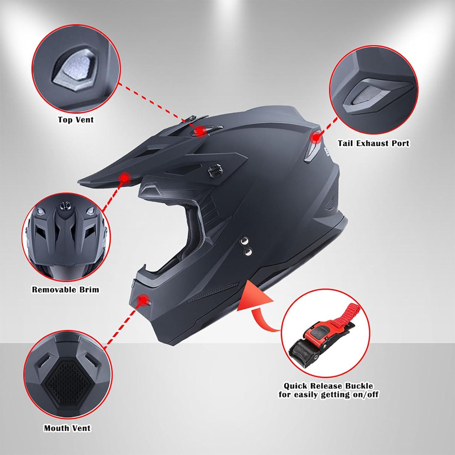 Casco de Motocross Power Gear HF801 Negro Brillante S