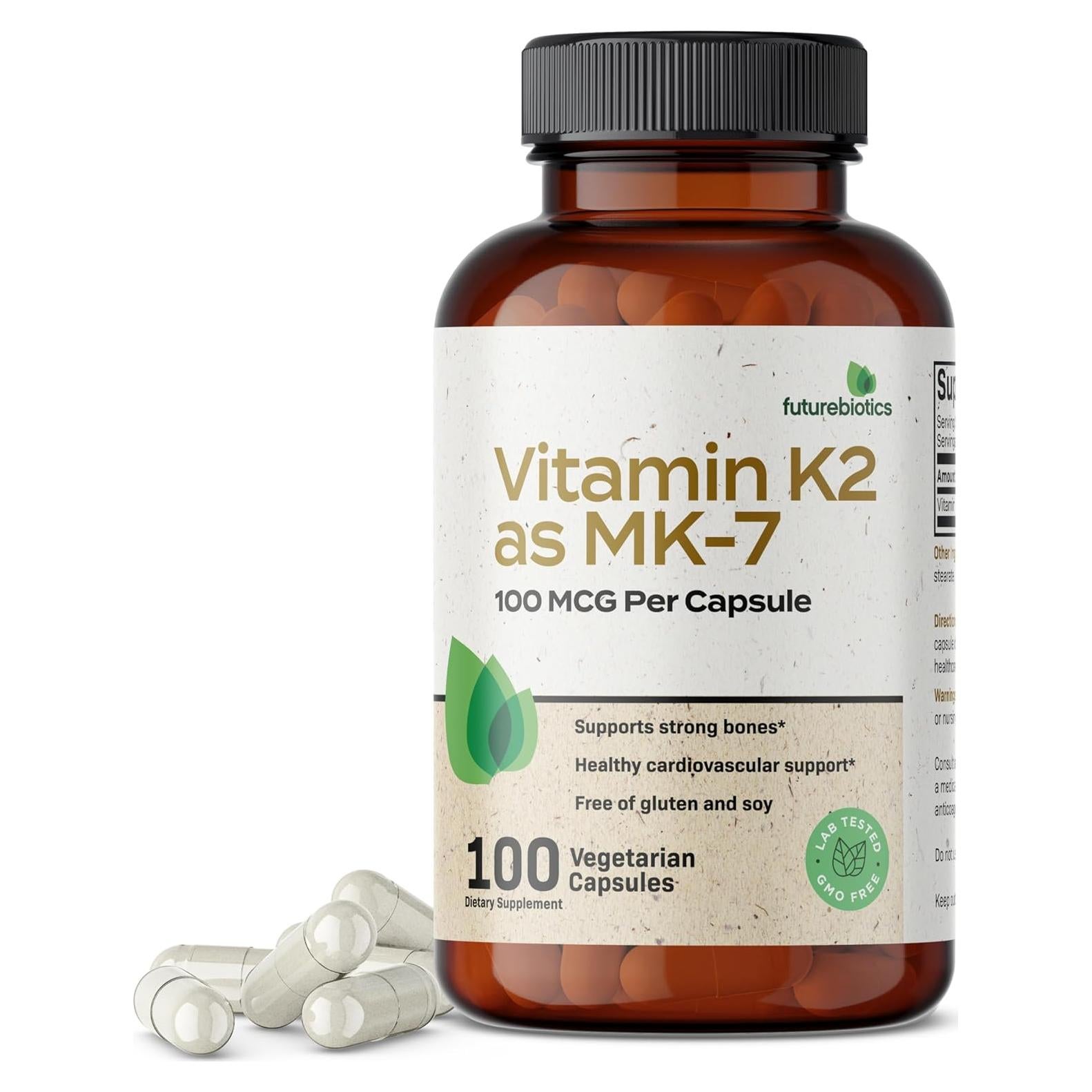 Vitamina K2 MK-7 Futurebiotics 100 mcg 100 Cápsulas Vegetarianas