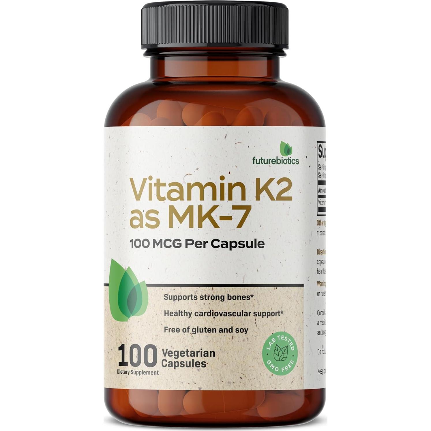 Vitamina K2 MK-7 Futurebiotics 100 mcg 100 Cápsulas Vegetarianas