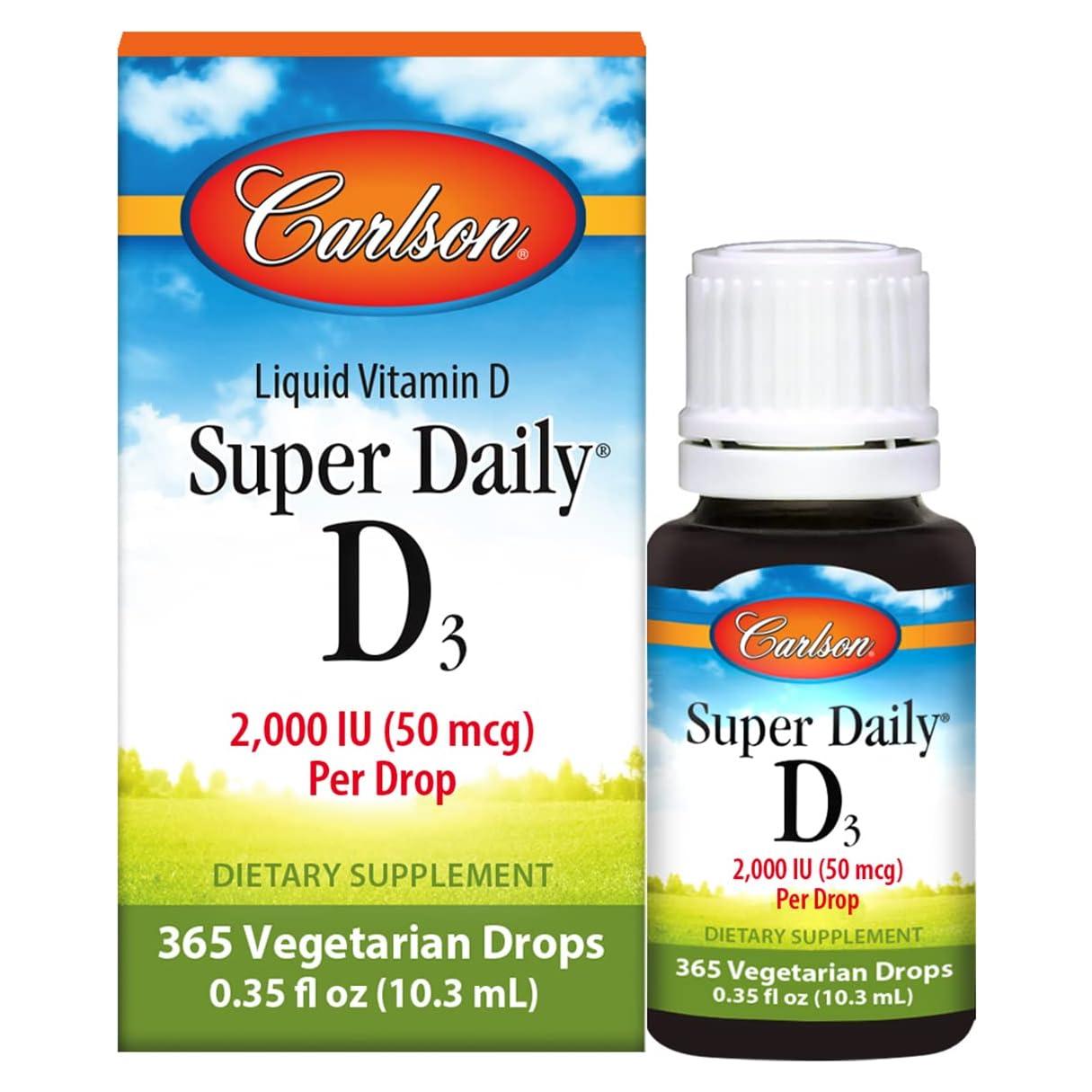 Gotas de Vitamina D3 Carlson 2,000 UI 10.4 ml Vegetariano