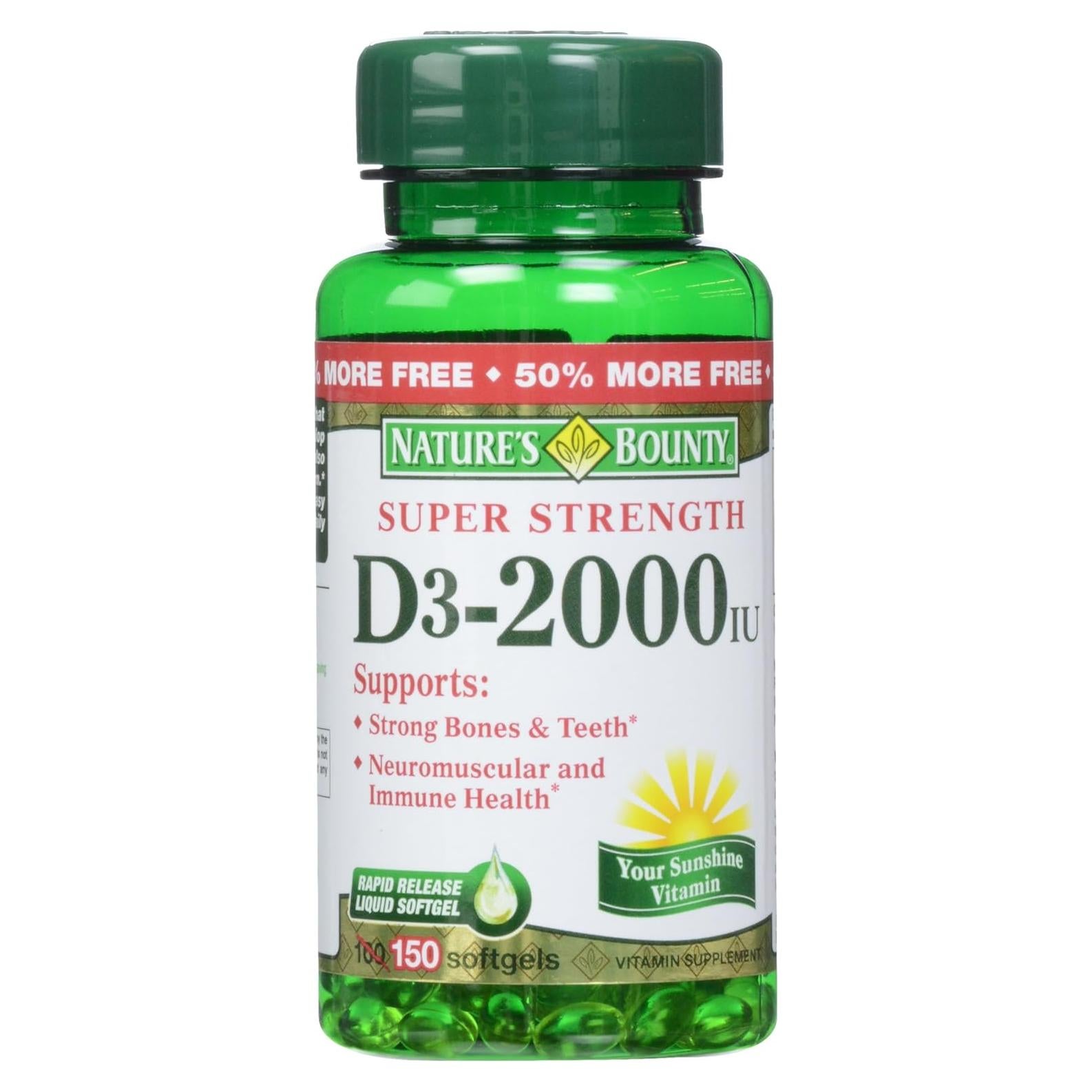 Nature's Bounty Vitamina D3 2000 IU 150 Cápsulas Blandas