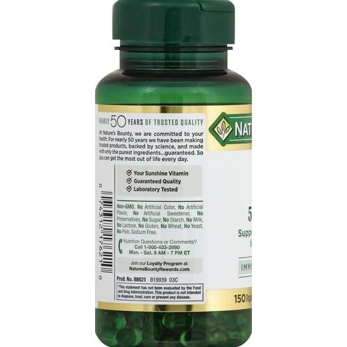 Nature's Bounty Vitamina D3 2000 IU 150 Cápsulas Blandas