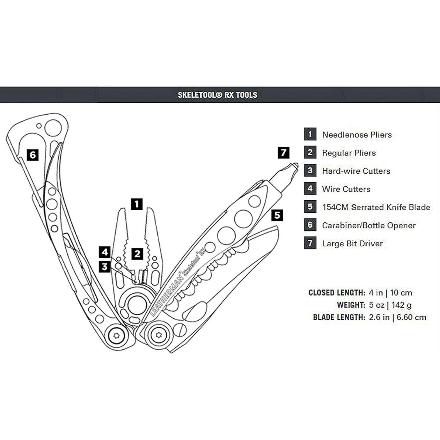 Multiherramienta LEATHERMAN Skeletool RX con Cuchillo Serrado