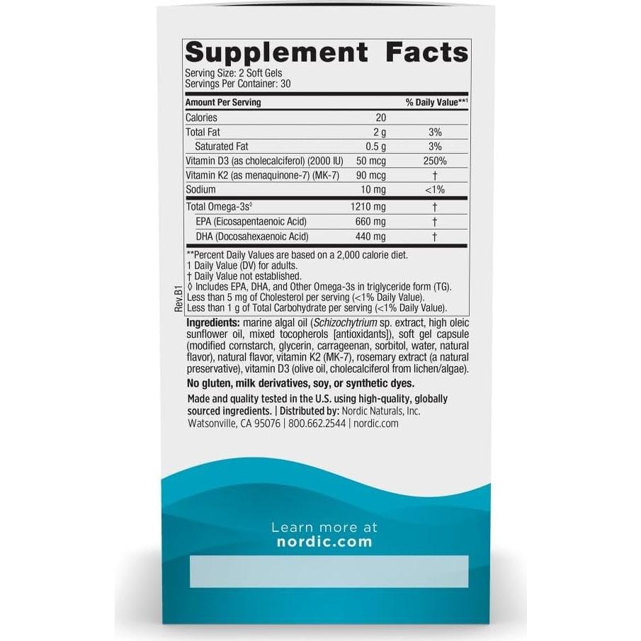 Omega Ultimo a Base de Plantas Nordic Naturals 1210 mg Omega-3s