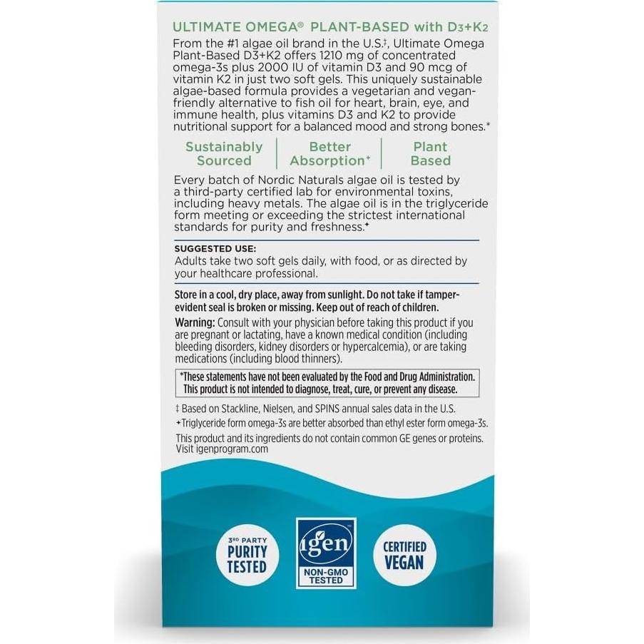 Omega Ultimo a Base de Plantas Nordic Naturals 1210 mg Omega-3s