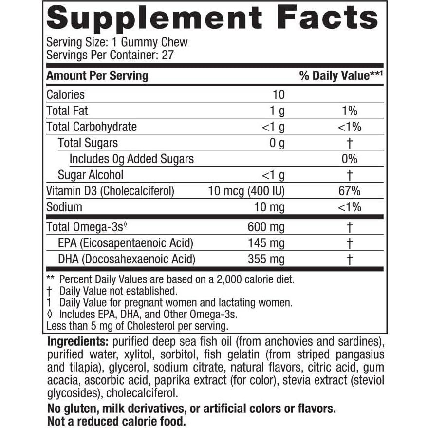 Gomitas Prenatales Sin Azúcar Nordic Naturals 27 Unidades DHA