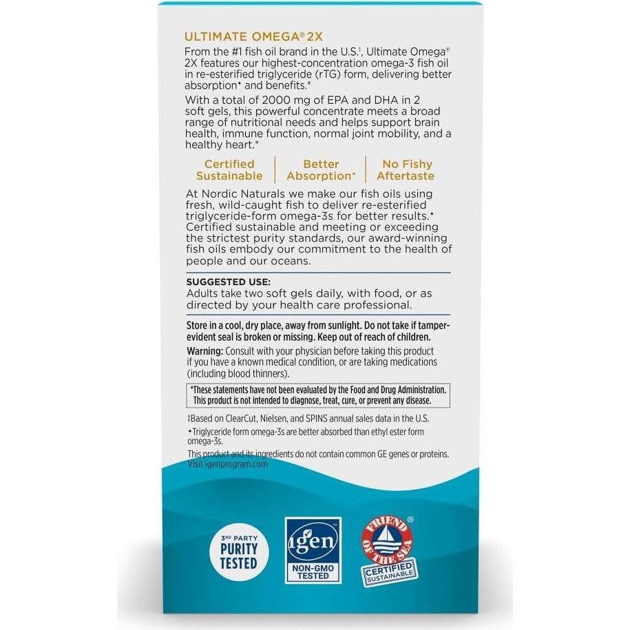 Omega 3 Ultimate 2X Nordic Naturals 2150 mg 120 Gelatinas Limón