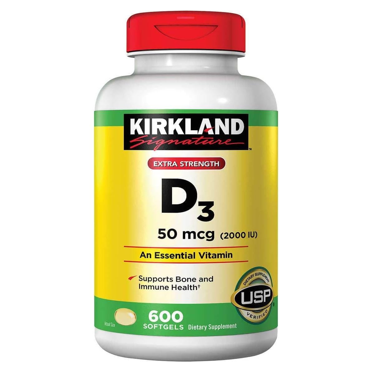 Vitamina D3 50 mcg Kirkland Signature 600 Gelatinas Blandas