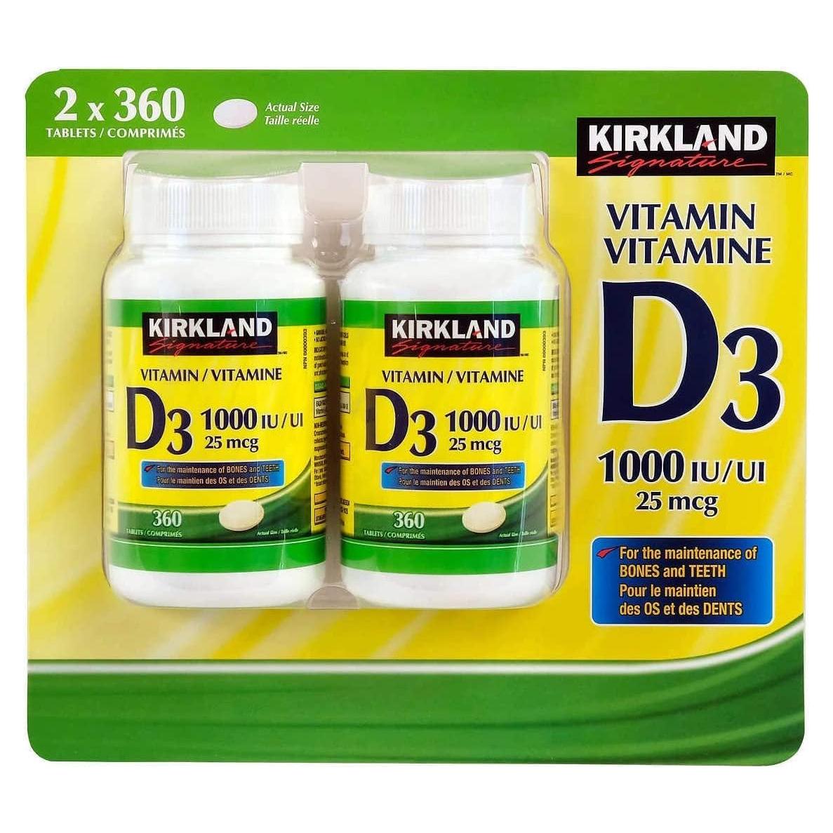 Vitamina D3 1000UI Kirkland - Paquete Doble 720 Tabletas