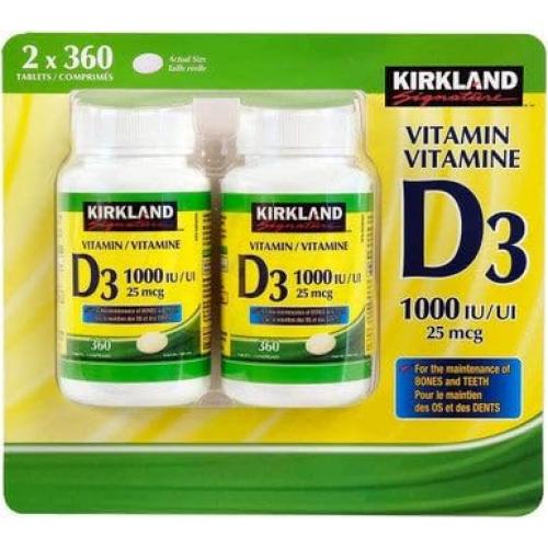 Vitamina D3 1000UI Kirkland - Paquete Doble 720 Tabletas
