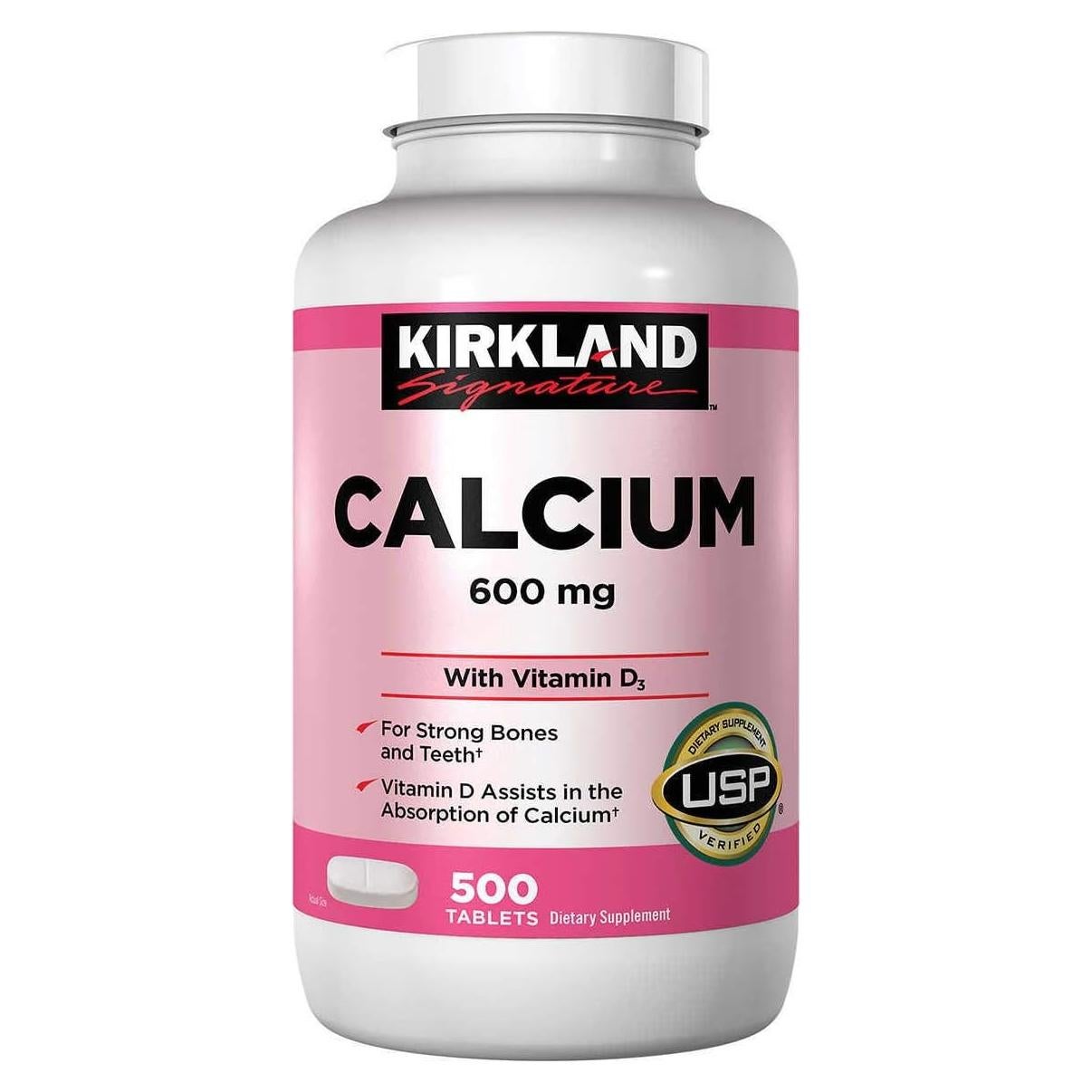 Suplemento de Calcio 600 mg con Vitamina D3 Kirkland 500 Tab
