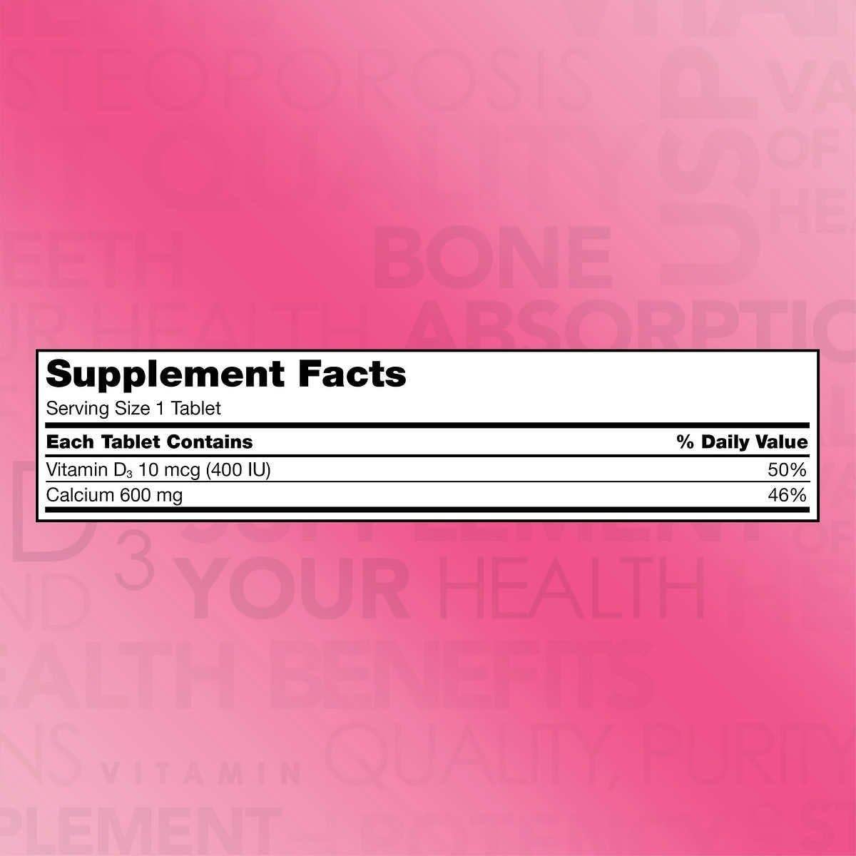 Suplemento de Calcio 600 mg con Vitamina D3 Kirkland 500 Tab