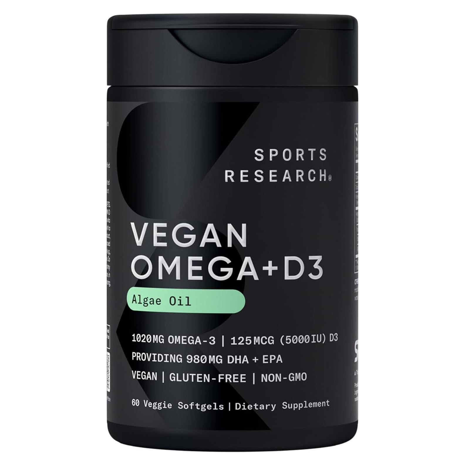 Suplemento Vegano Omega-3 Sports Research 1020mg + D3 5000iu
