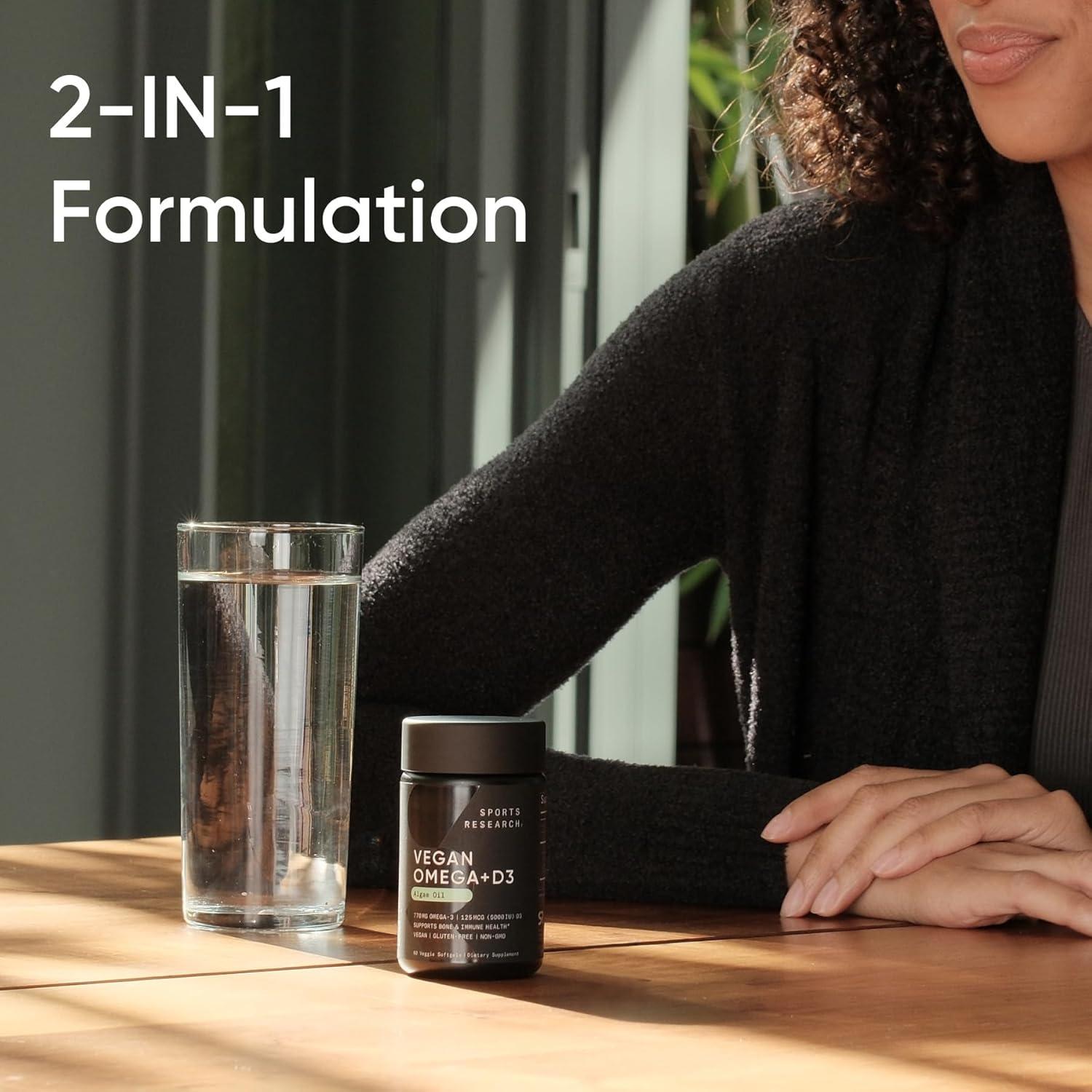 Suplemento Vegano Omega-3 Sports Research 1020mg + D3 5000iu