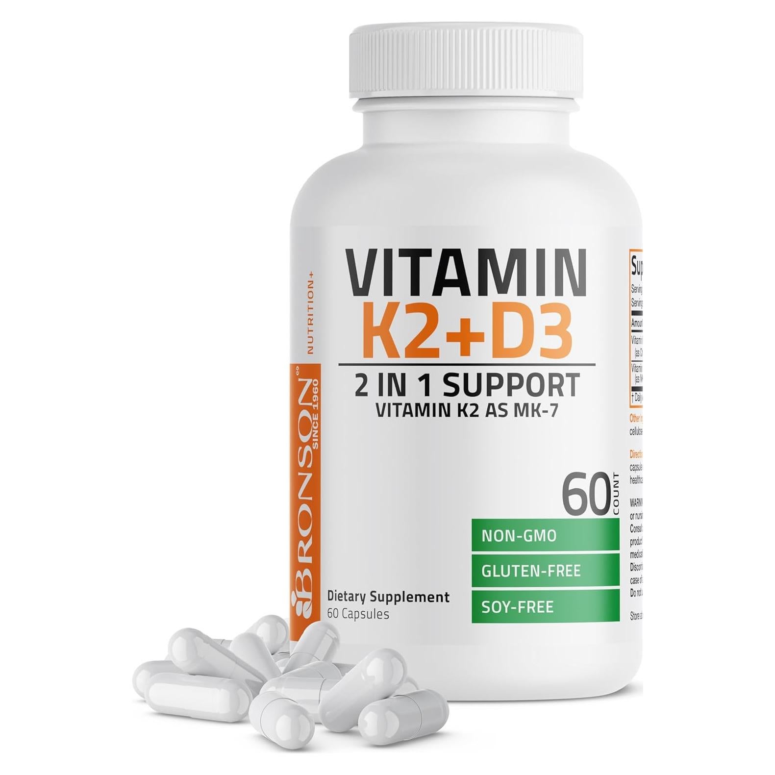 Suplemento Vitamina K2 D3 Bronson 60 Cápsulas 5000UI