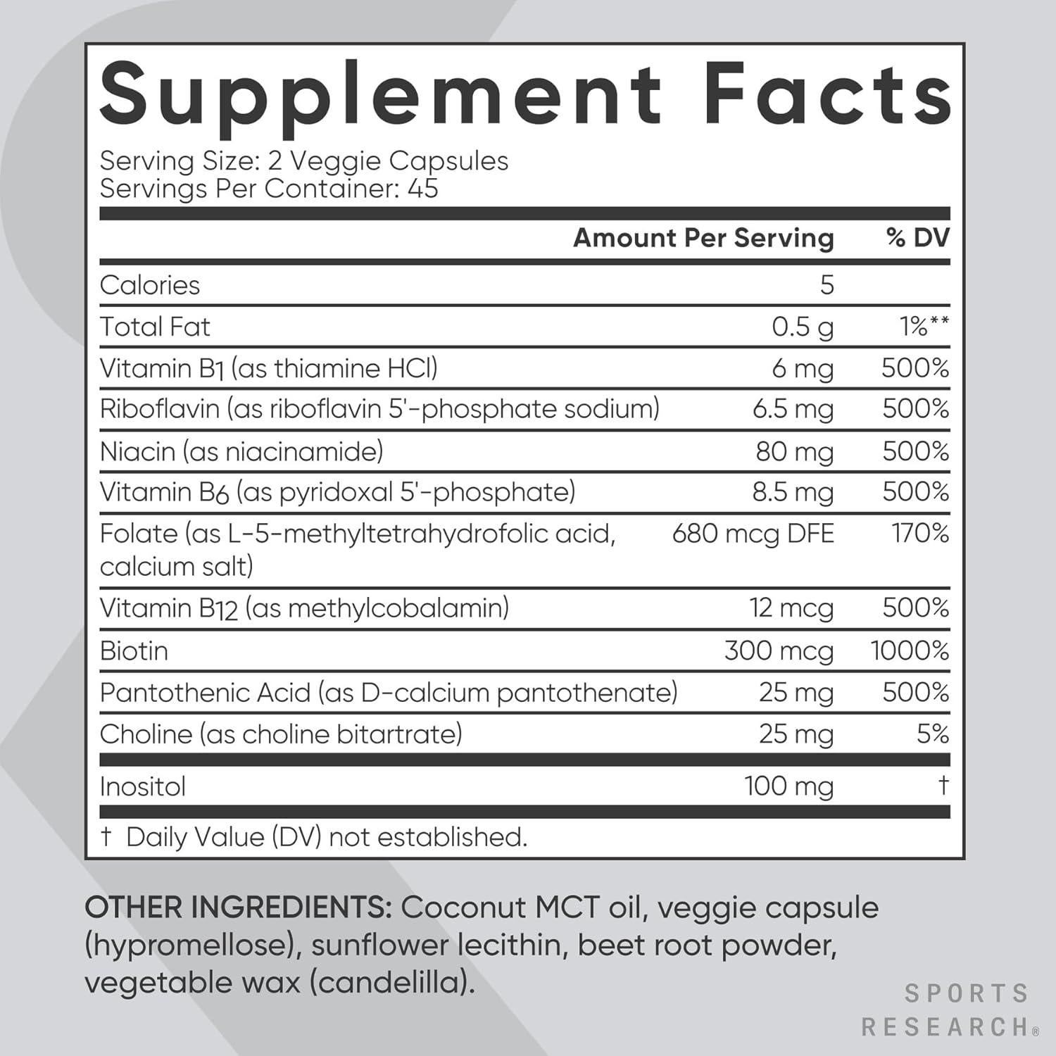 Complejo de Vitaminas B Vegano Investigación Deportiva - 90 Cápsulas