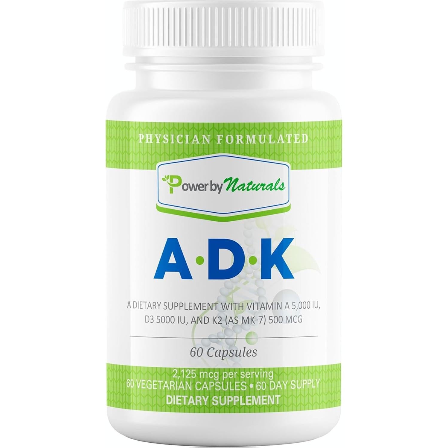 Suplemento Vitamina ADK Power By Naturals 60 Cápsulas 5000 IU