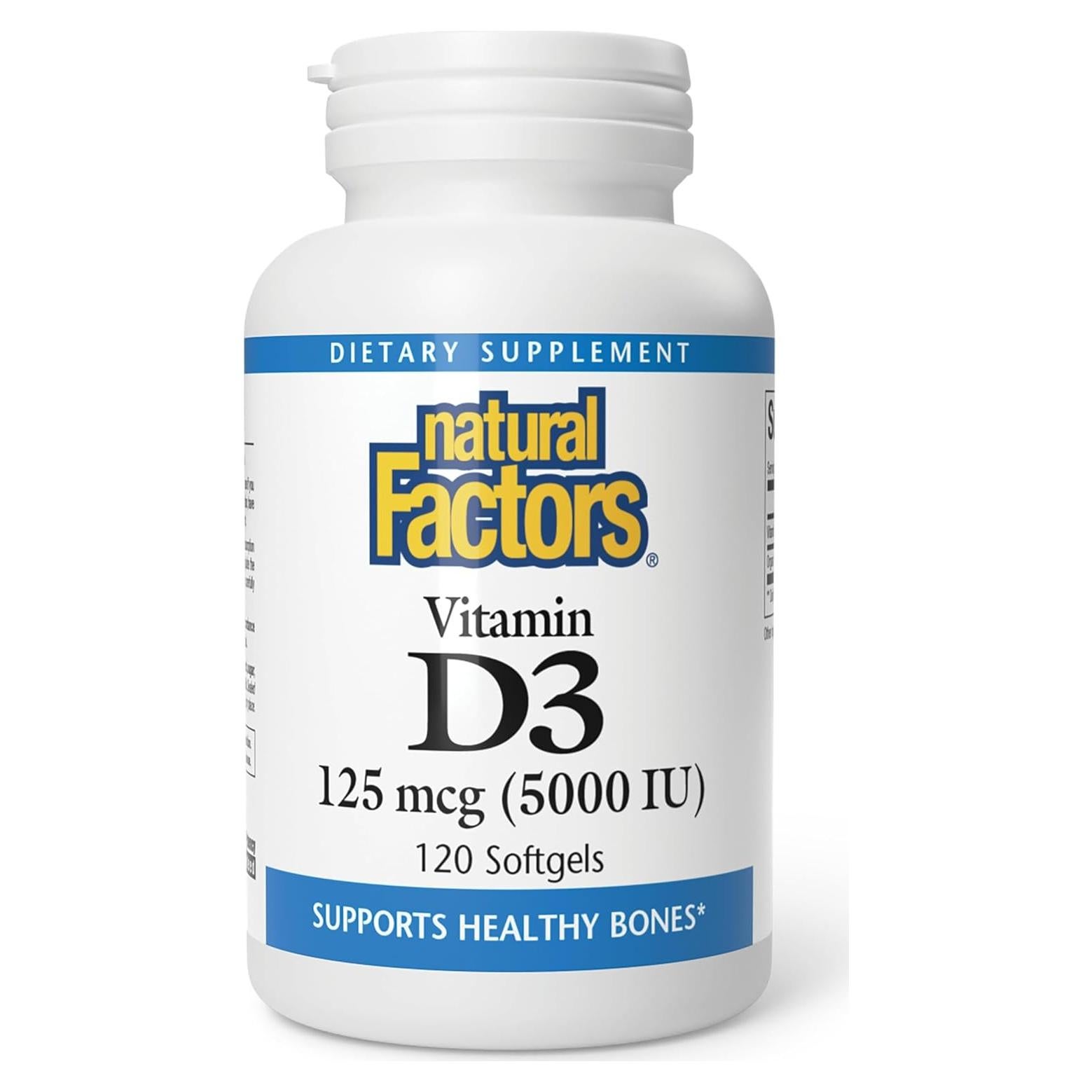 Vitamina D3 5000 UI Factores Naturales 120 Gelatinas Blandas