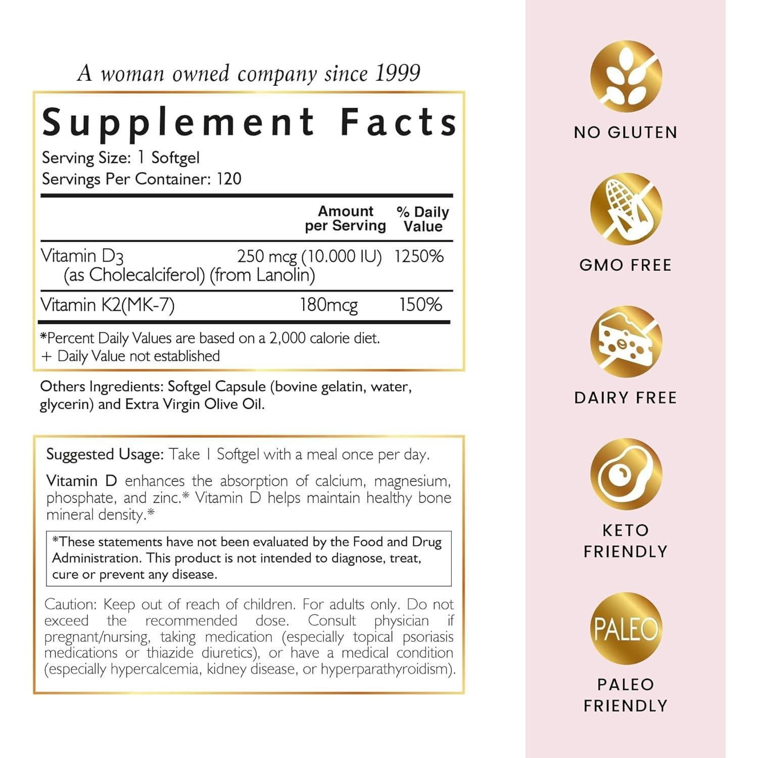 Cocó March N.M.D Vitamina D3+K2 10,000 UI 250 mcg 180 mcg