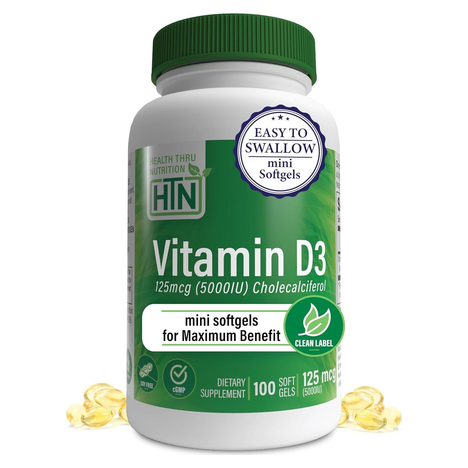 Vitamina D3 5000 IU Health Thru Nutrition 100 Softgels