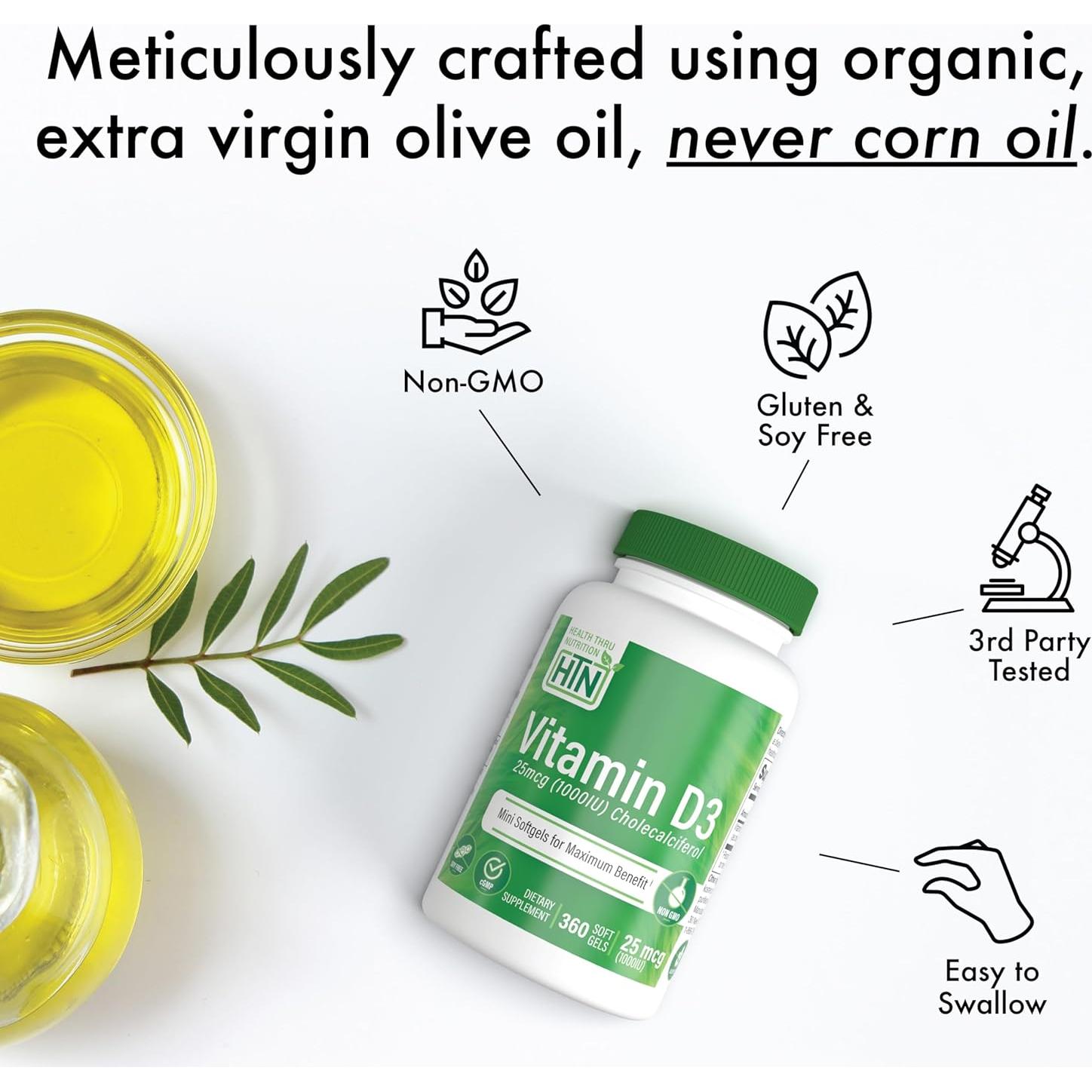 Vitamina D3 5000 IU Health Thru Nutrition 100 Softgels