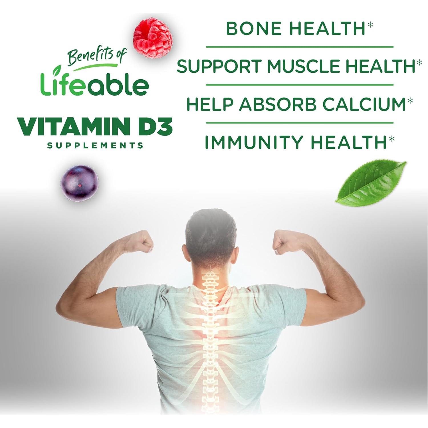 Gomas de Vitamina D Sin Azúcar Lifeable 5000 UI - 90 Unidades