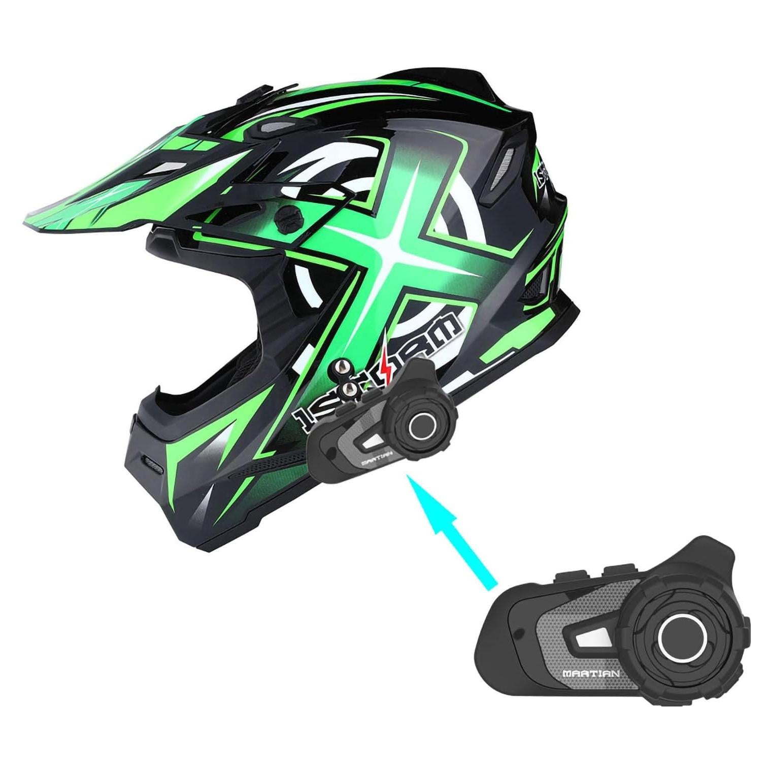 Casco 1Storm HF801 Bluetooth Verde X-Large Motociclismo