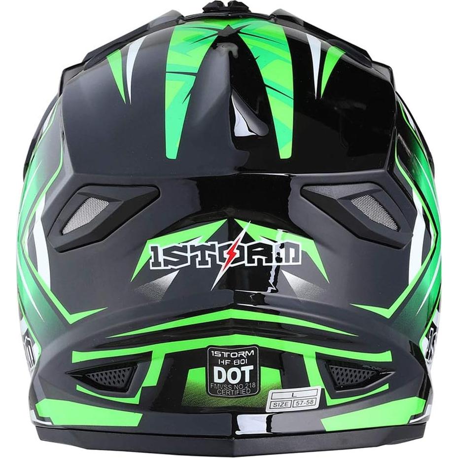 Casco de Motocross 1Storm HF801 Verde Grande DOT