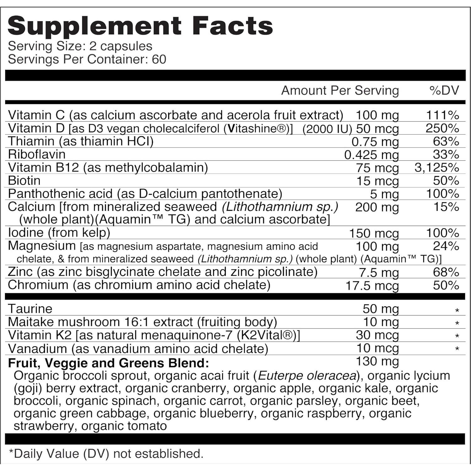 Multivitamínico Diario Vegano Dr. Fuhrman 120 Cápsulas