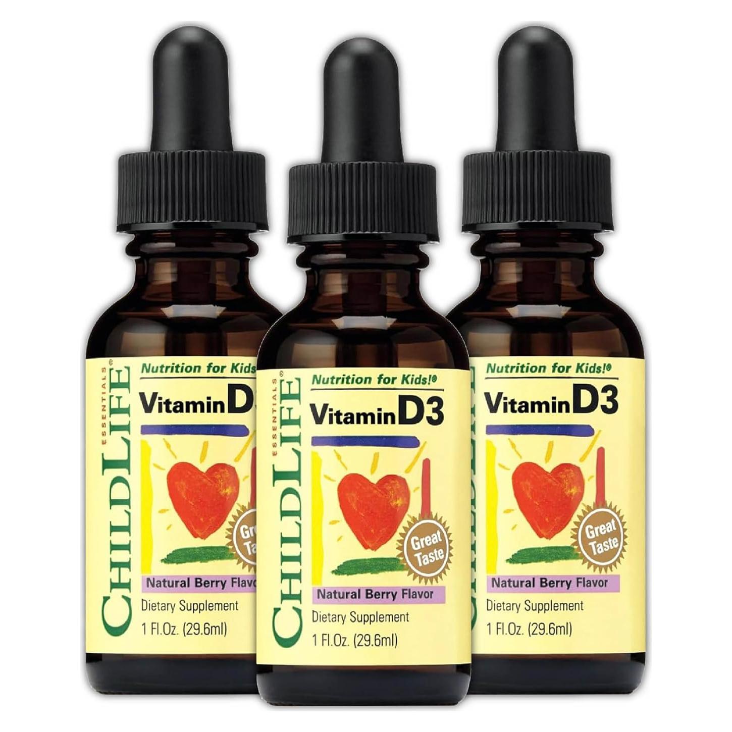 Gotas de Vitamina D3 ChildLife Essentials 29.57 ML Paquete de 3