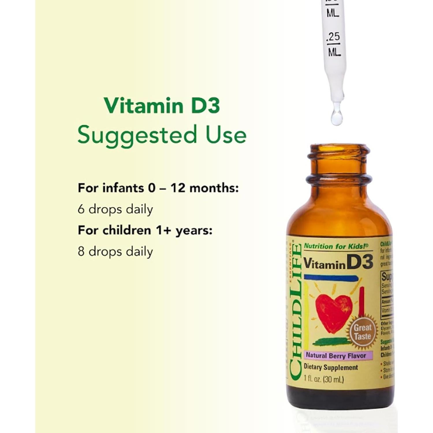 Gotas de Vitamina D3 ChildLife Essentials 29.57 ML Paquete de 3