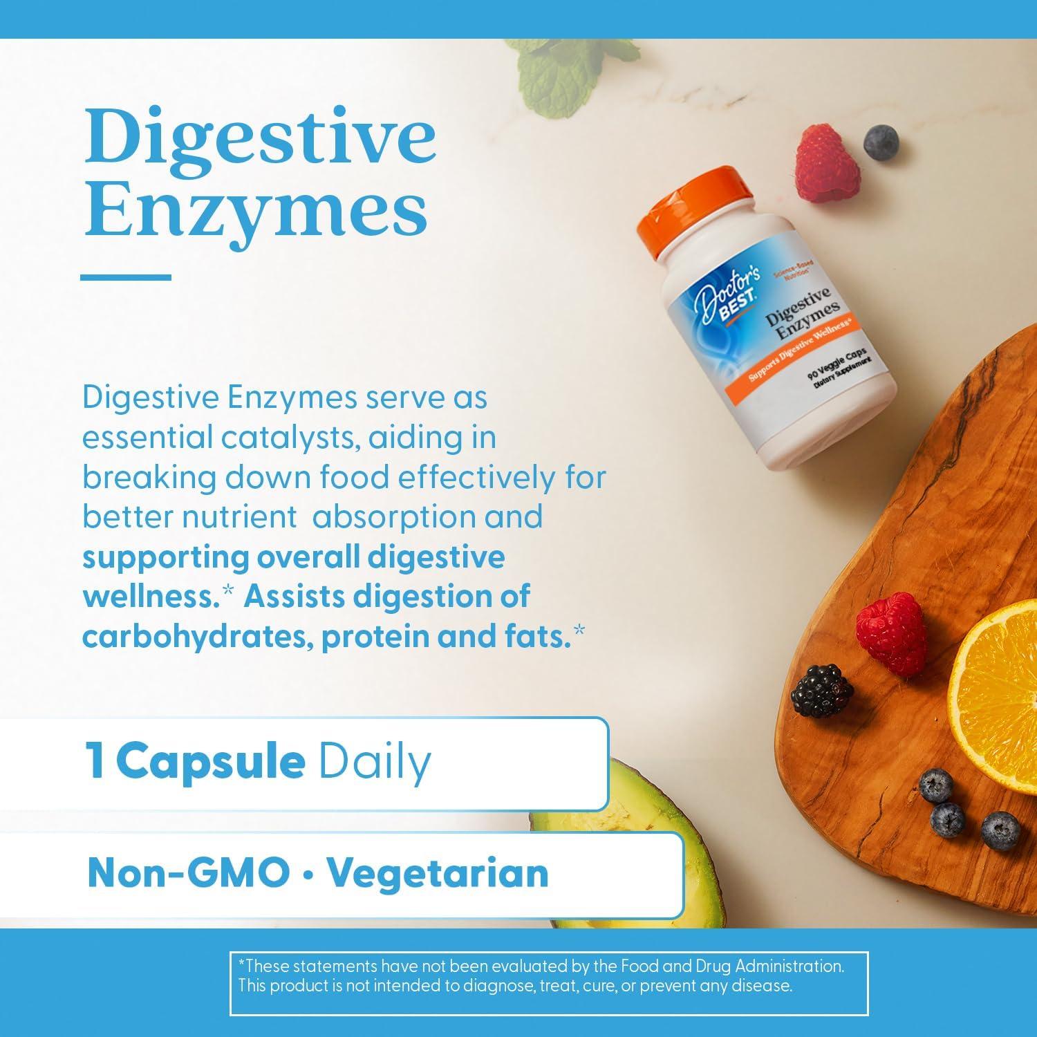 Enzimas Digestivas Doctor's Best 90 Cápsulas Vegetales