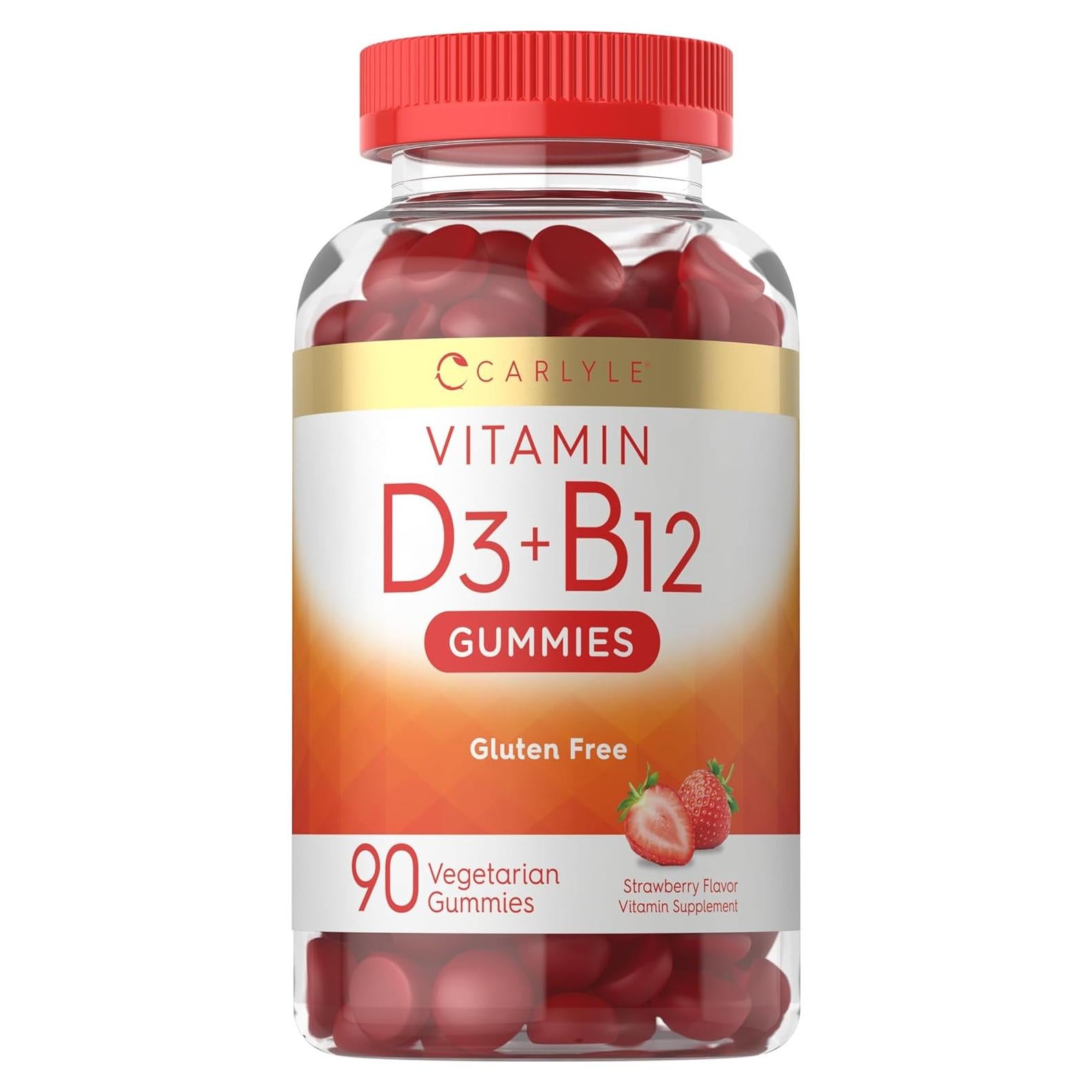 Gomitas de Vitamina D3 + B12 Carlyle 90 Unidades Sabor Fresa