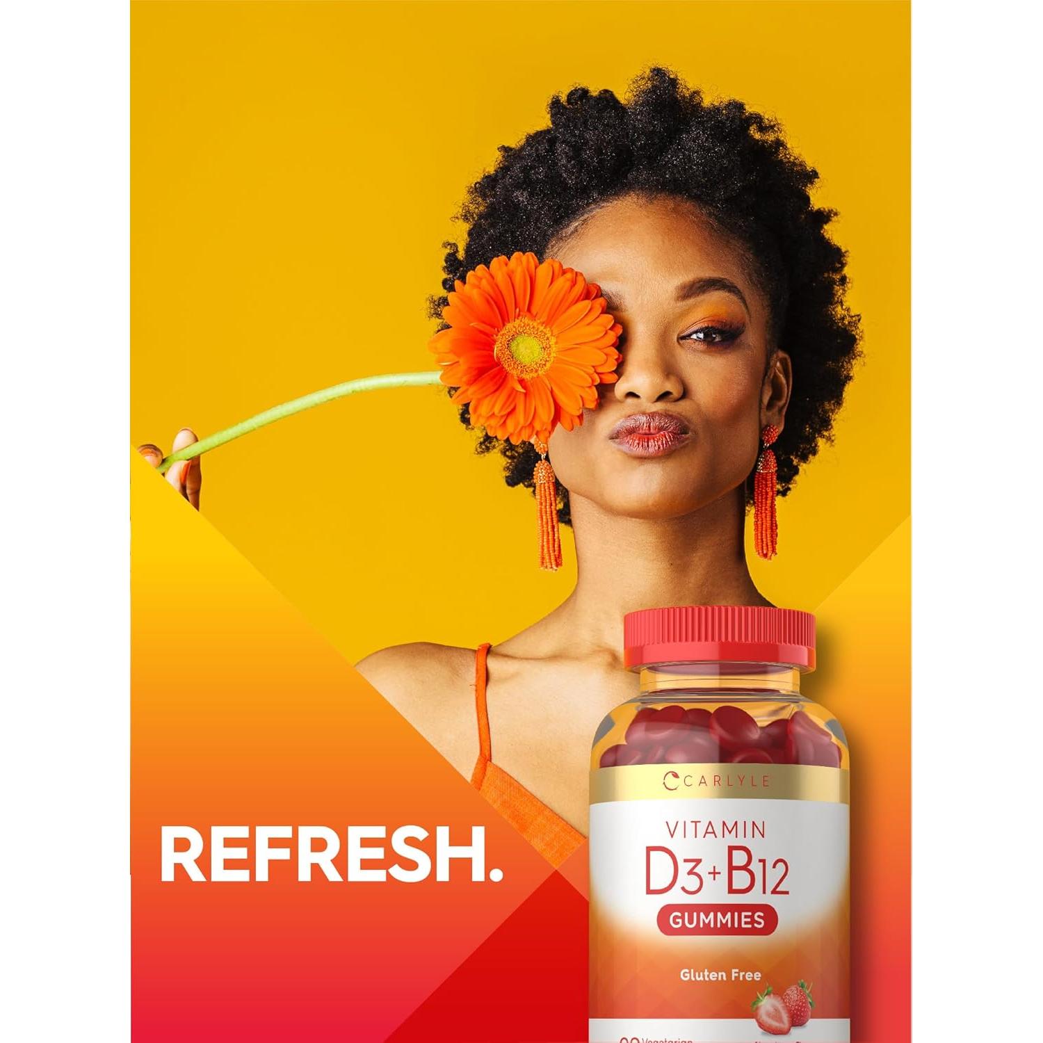 Gomitas de Vitamina D3 + B12 Carlyle 90 Unidades Sabor Fresa