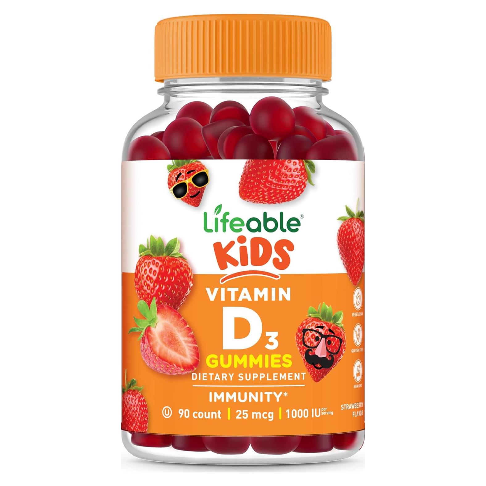 Gomitas de Vitamina D3 Lifeable 1000 IU para Niños 90 Unidades