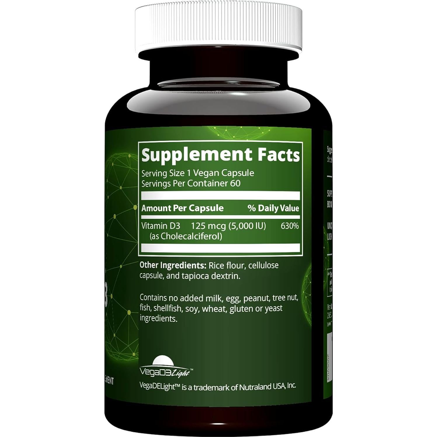 Vitamina D3 Vegana MRM 5000 UI - Salud Ósea y Inmunológica - 60 Cápsulas