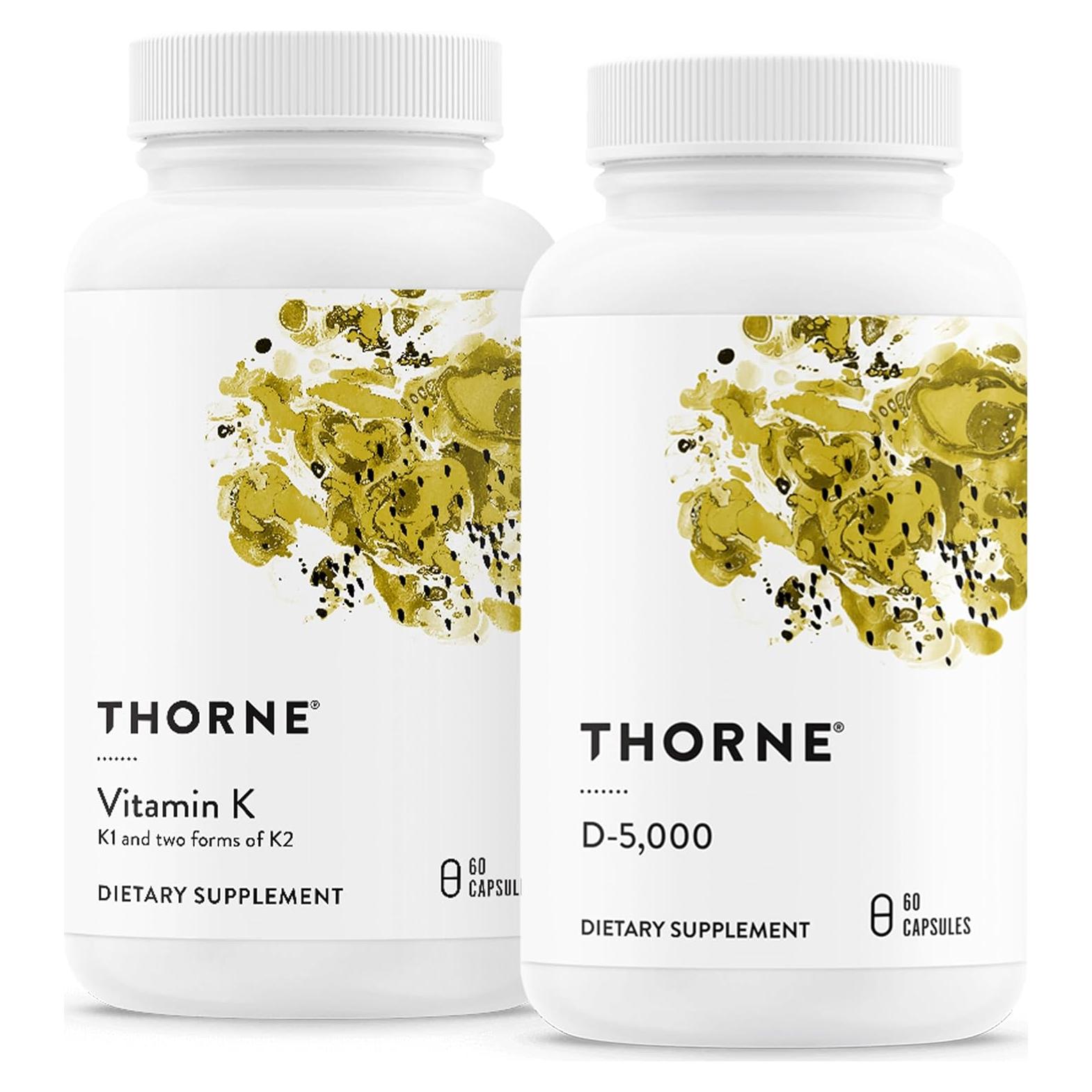 Combo Vitamina K y D-5000 Thorne - Salud Ósea 30-60 Porciones