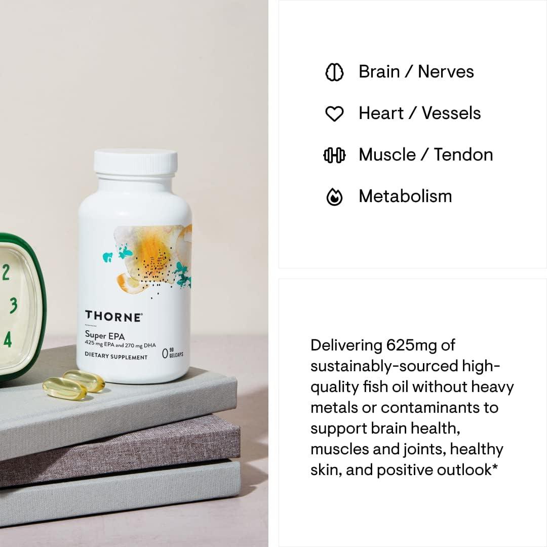 Suplemento Omega 3 Thorne Super EPA 90 Gelcaps + Vitamina D3 K2 30ml