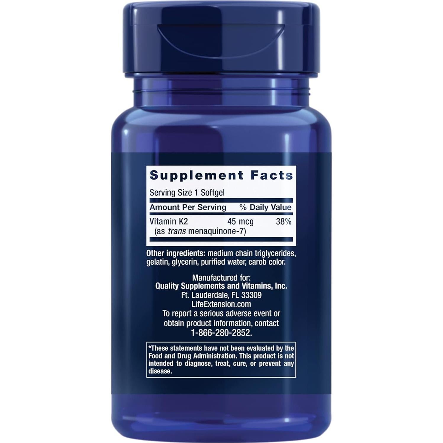 Suplemento Vitamina K2 y D3 Life Extension - 90 + 60 Gelatinas