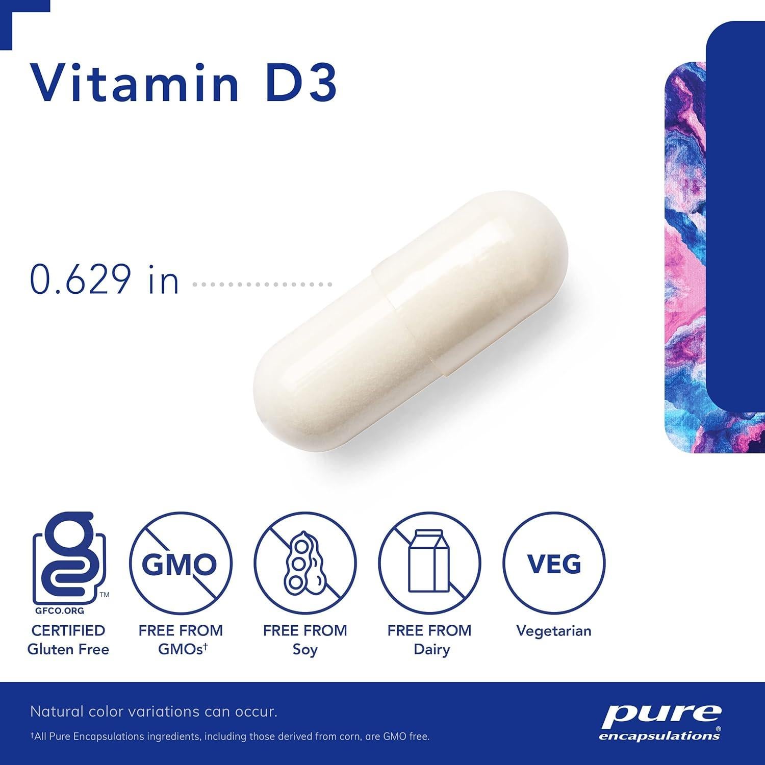 Vitamina D3 125 mcg Pure Encapsulations - 250 Cápsulas