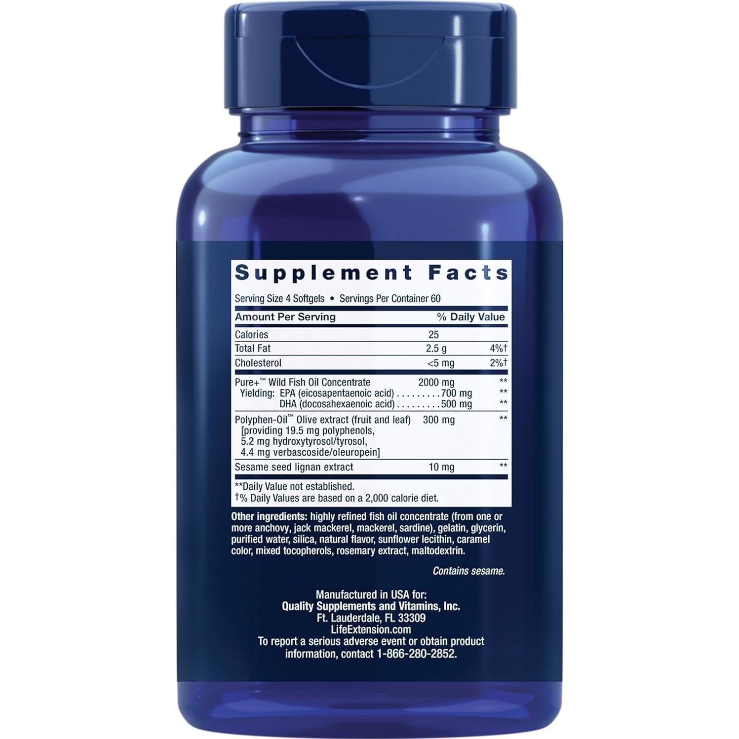 Life Extension Super Omega-3 EPA/DHA Aceite de Pescado 240 Cápsulas