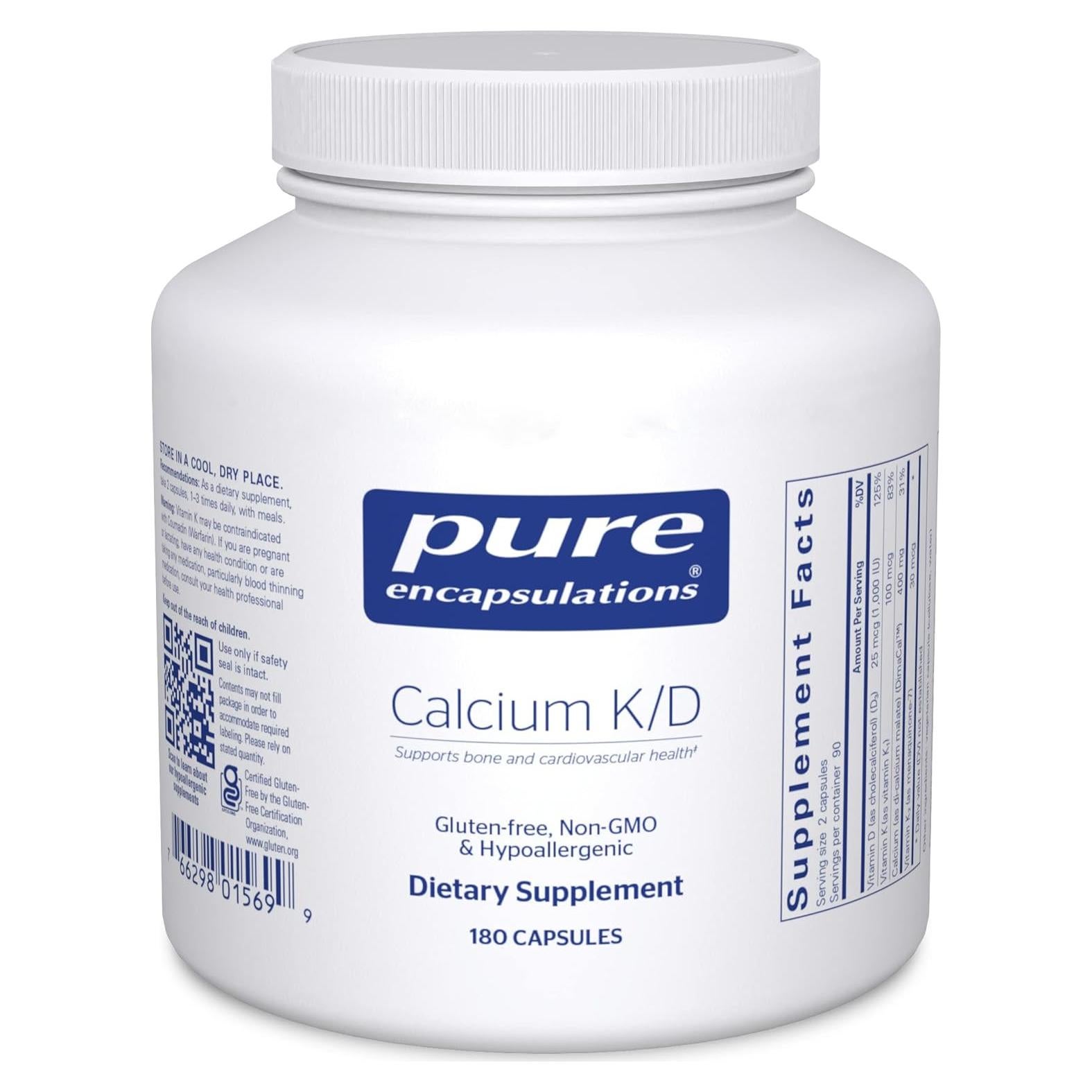Suplemento Calcio K/D Pure Encapsulations 180 Cápsulas