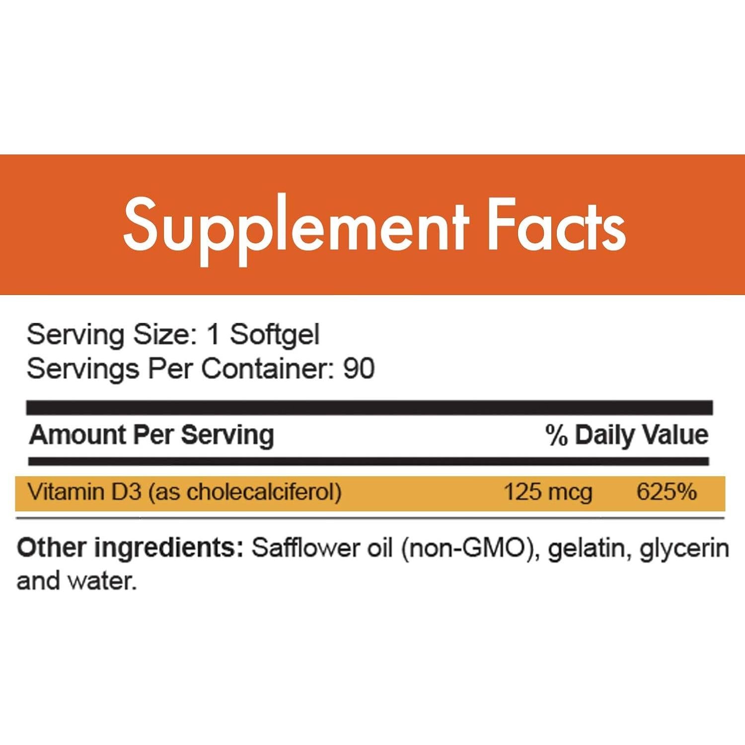 Suplemento Vitamina D3 5000 UI D-Pure - 90 geles blandos