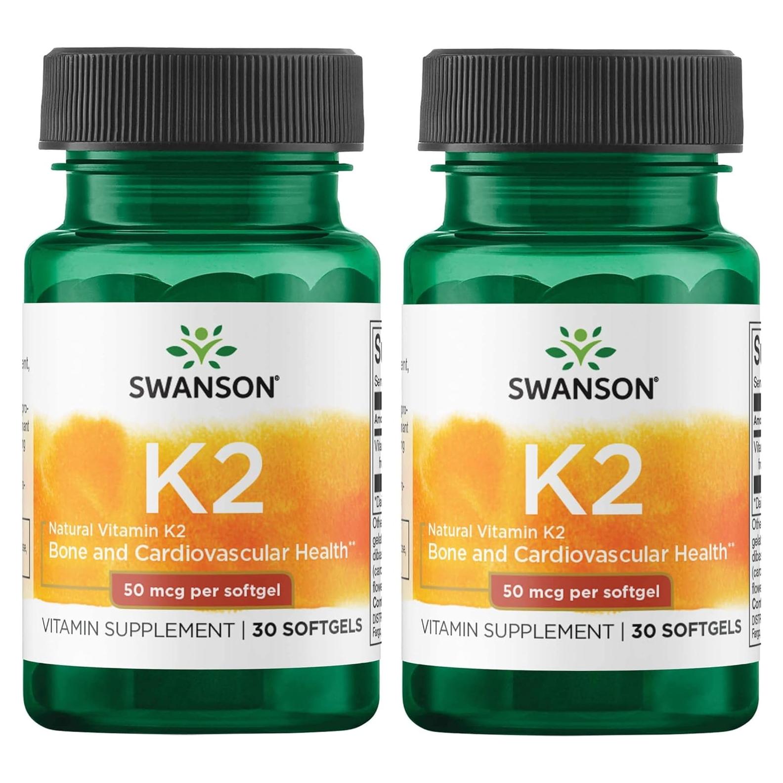 Vitamina K2 Swanson 50 mcg 30 Gelatinas Natural