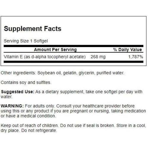 Swanson Vitamina E Natural 400 UI - 100 Cápsulas Blandas