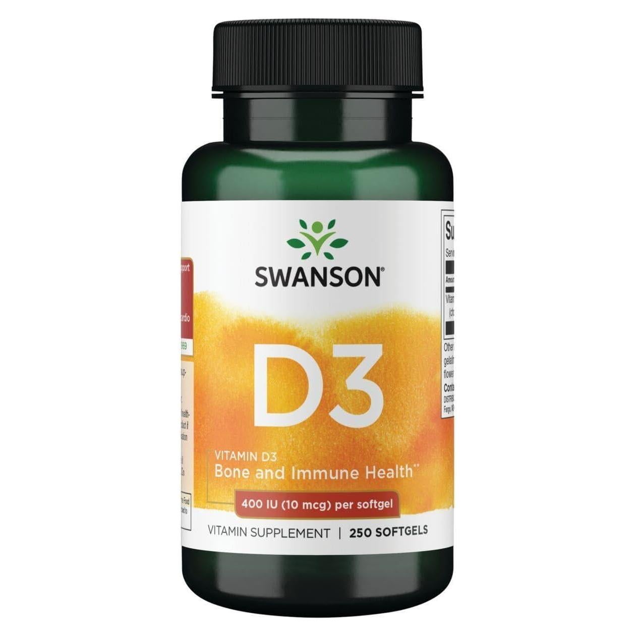 Swanson Vitamina D3 400 UI 250 Cápsulas Blandas