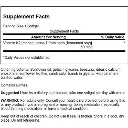 Vitamina K2 Swanson Menaquinona-7 50 mcg 90 Geles