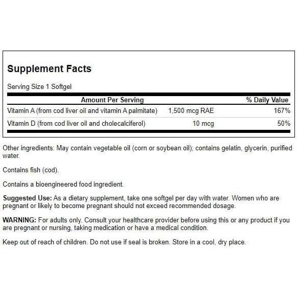 Swanson Vitamina A y D 250 Geles Blandos Salud Ocular e Inmunológica