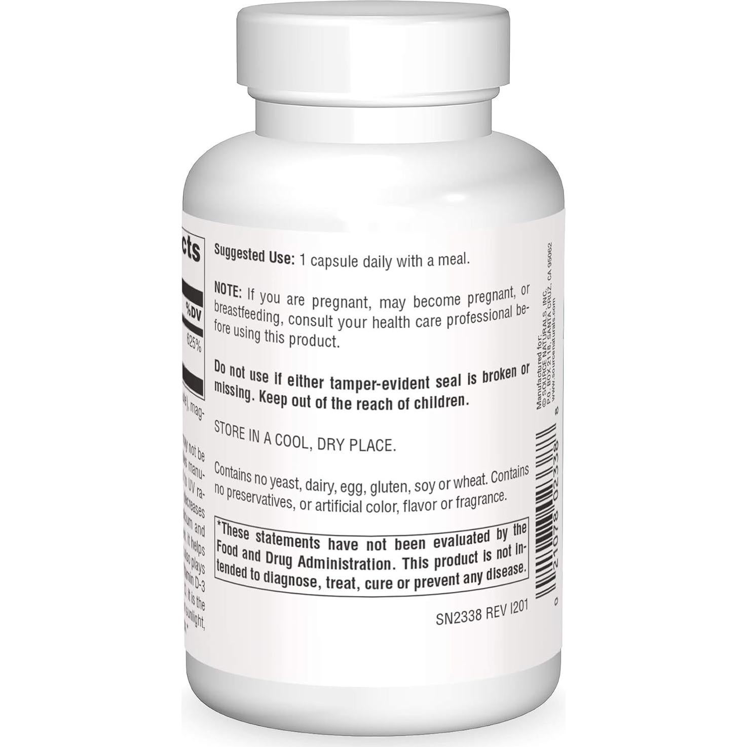 Vitamina D-3 5000 IU Source Naturals 240 Cápsulas Salud Ósea